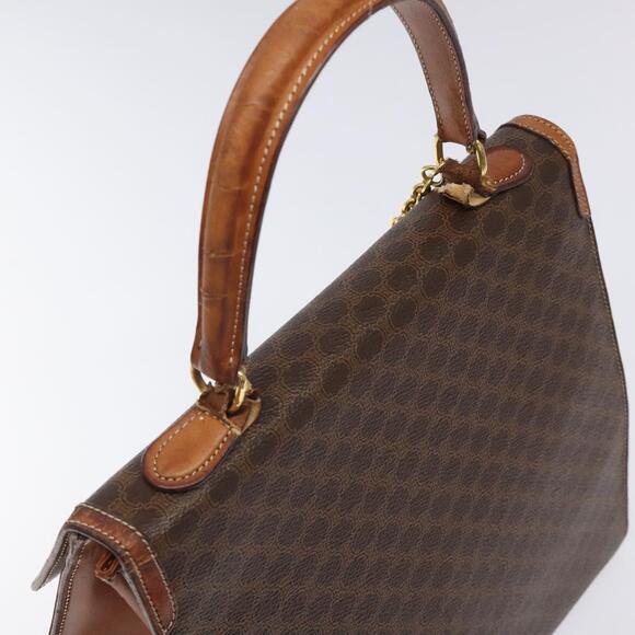 CELINE Macadam Canvas Hand Bag Pvc Leather Brown Gold - Picture 6 of 13